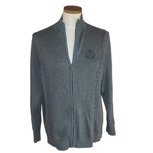 Tommy Hilfiger Embroidered Crest Logo Collegiate Preppy Gray Zip-Up Jacket 1X